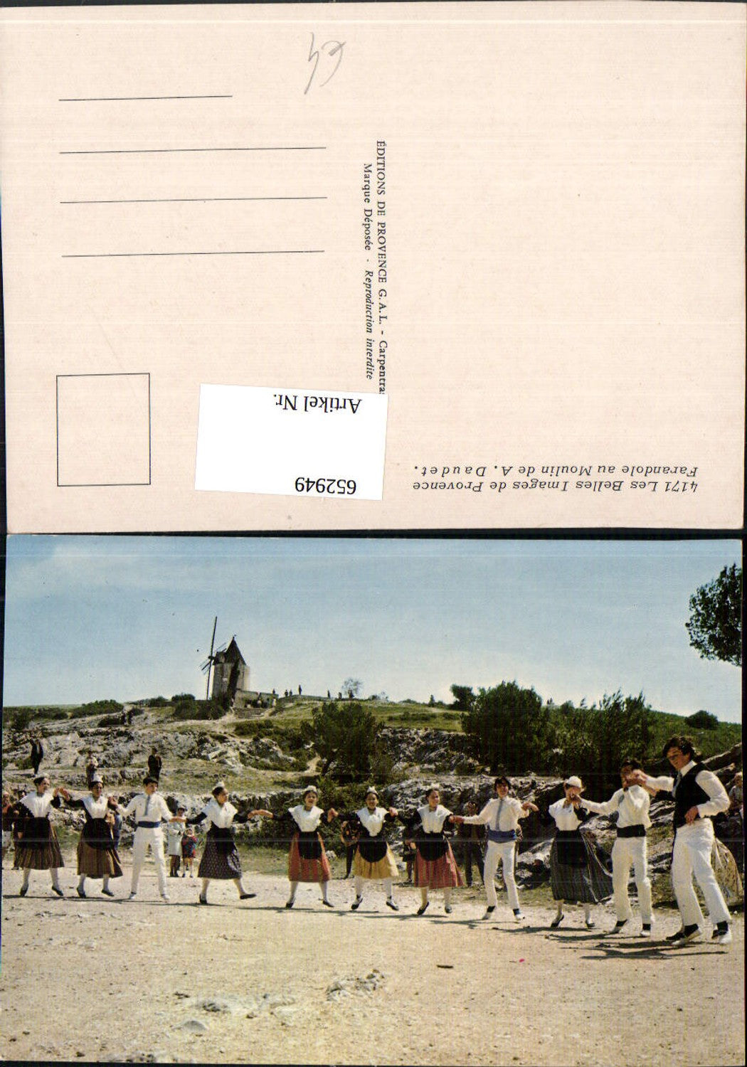 652949,Provence Farandole au Moulin de A. Daudet Dancing Folk Types Windmill