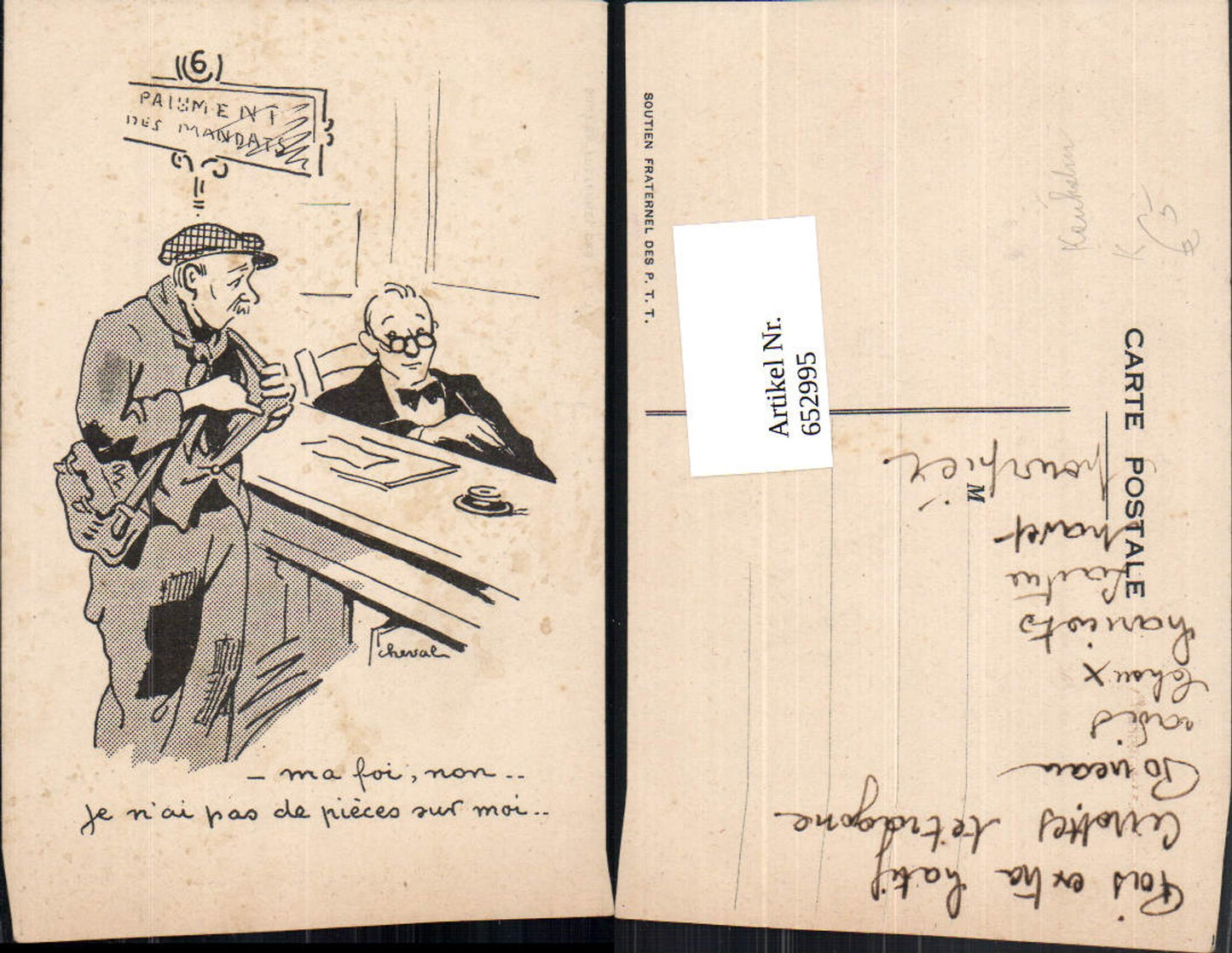 652995,Karikatur Cheval Paiment des Mandats Humor