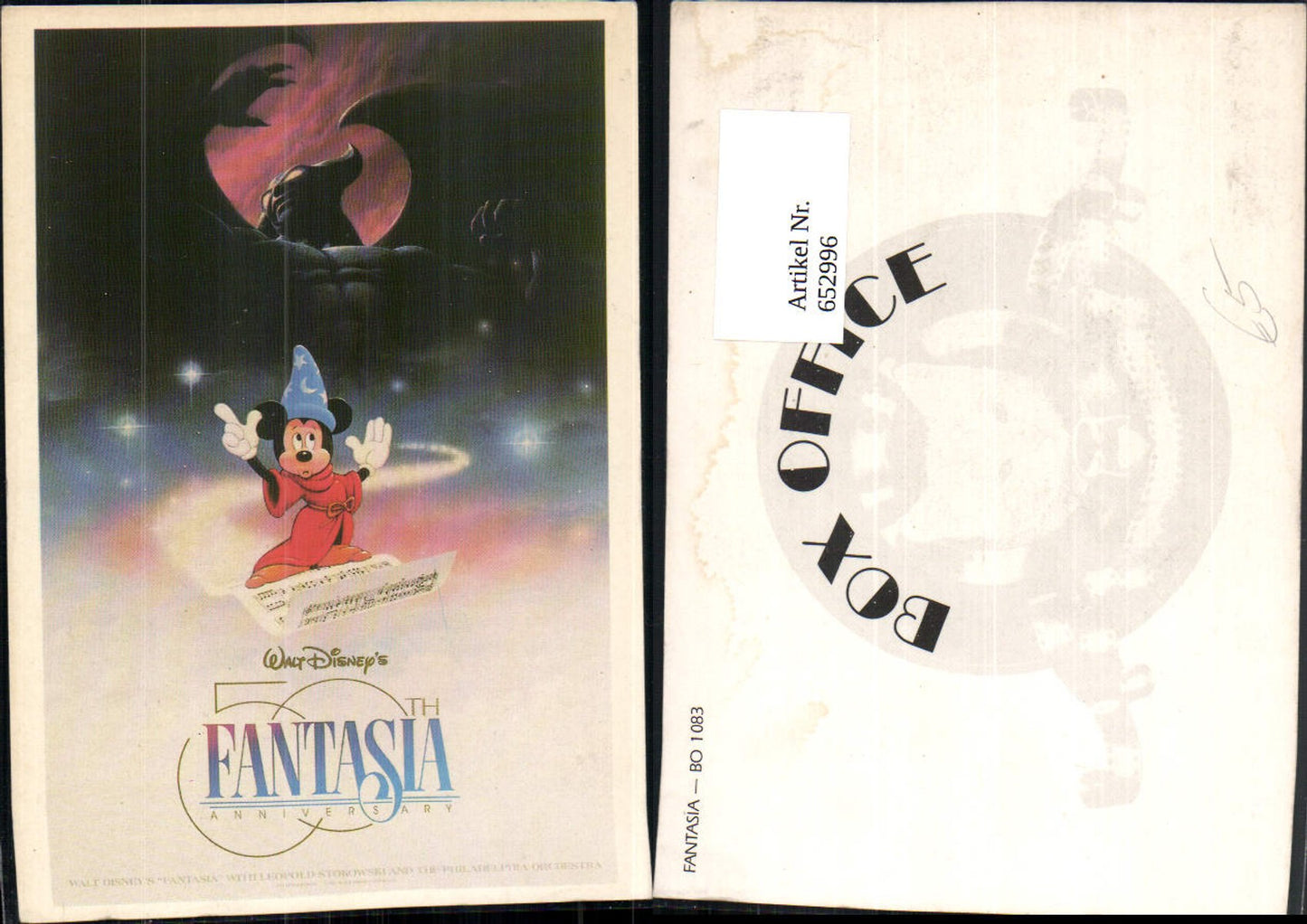 652996,Box Office BO 1083 Walt Disney Fantasia Mickey Mouse Humor
