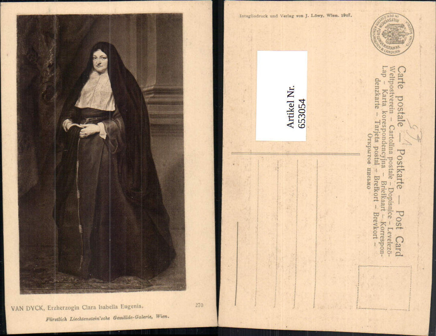 653054,Van Dyck Erzherzogin Clara Isabella Eugenia Spanische Regentin als Nonne pub Löwy 270