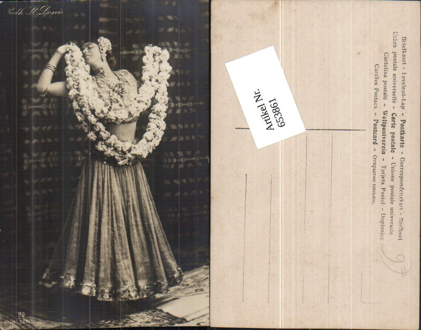 653861,Foto-AK Ruth St. Denis Kleid Schmuck Erotik pub GG & Co.