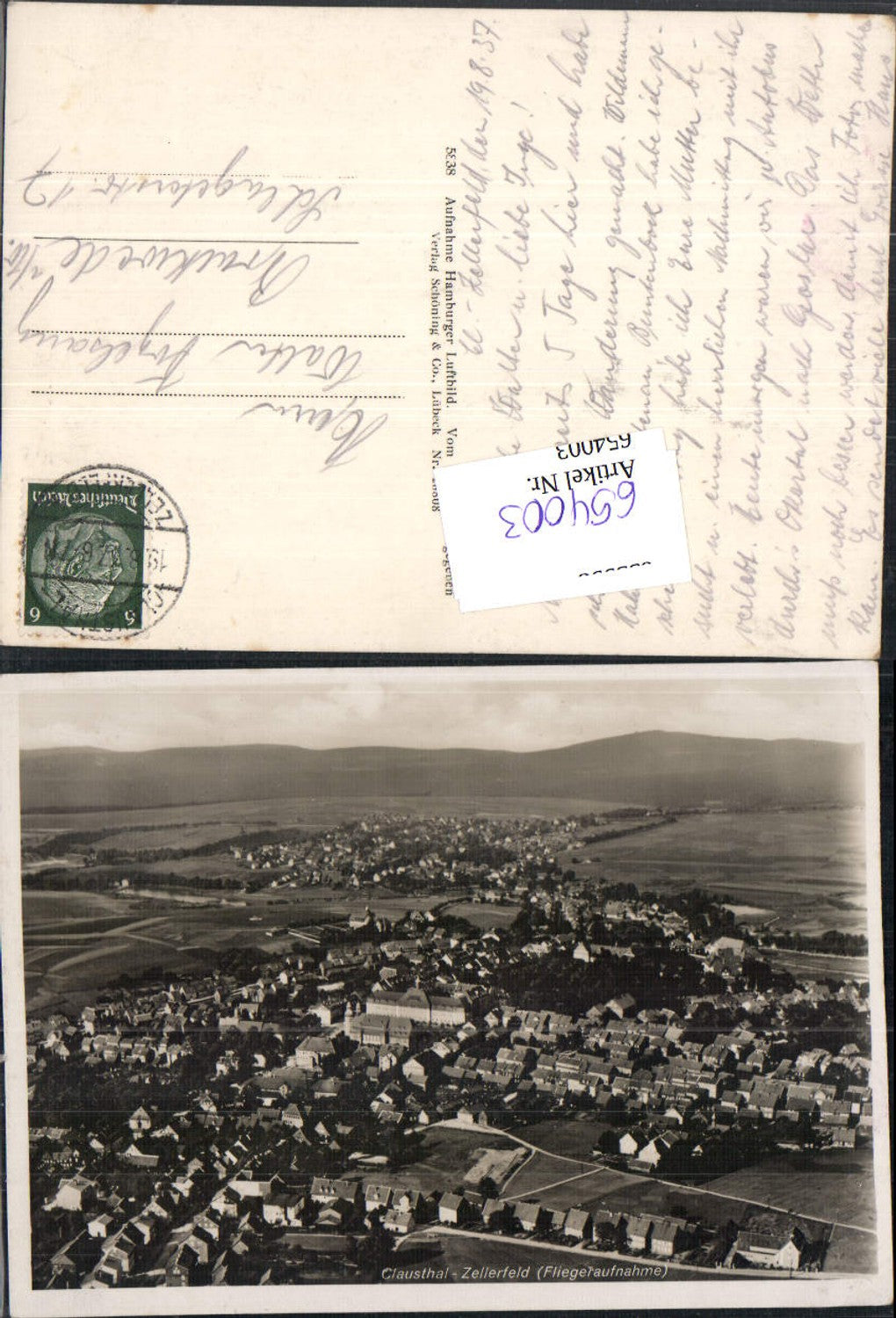 654003, great aerial photograph Clausthal Zellerfeld