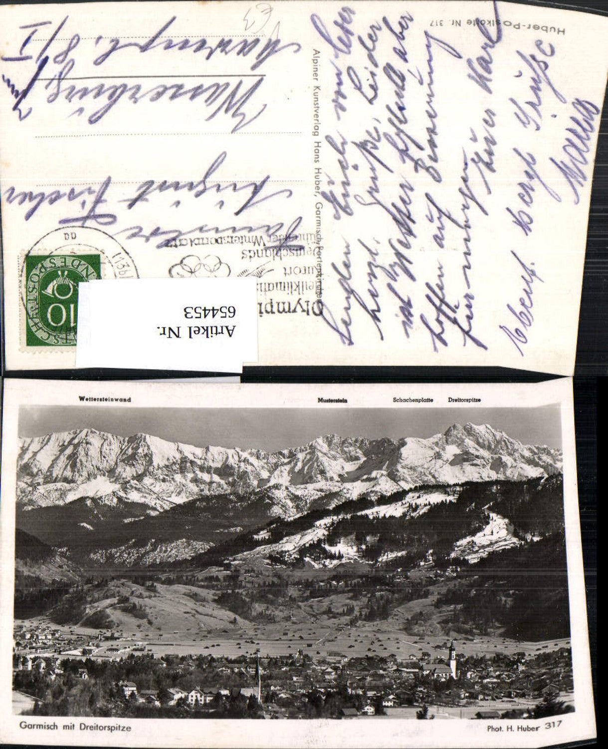 654453,Foto Ak Garmisch Garmisch-Partenkirchen m. Dreitorspitze pub H. Huber 317