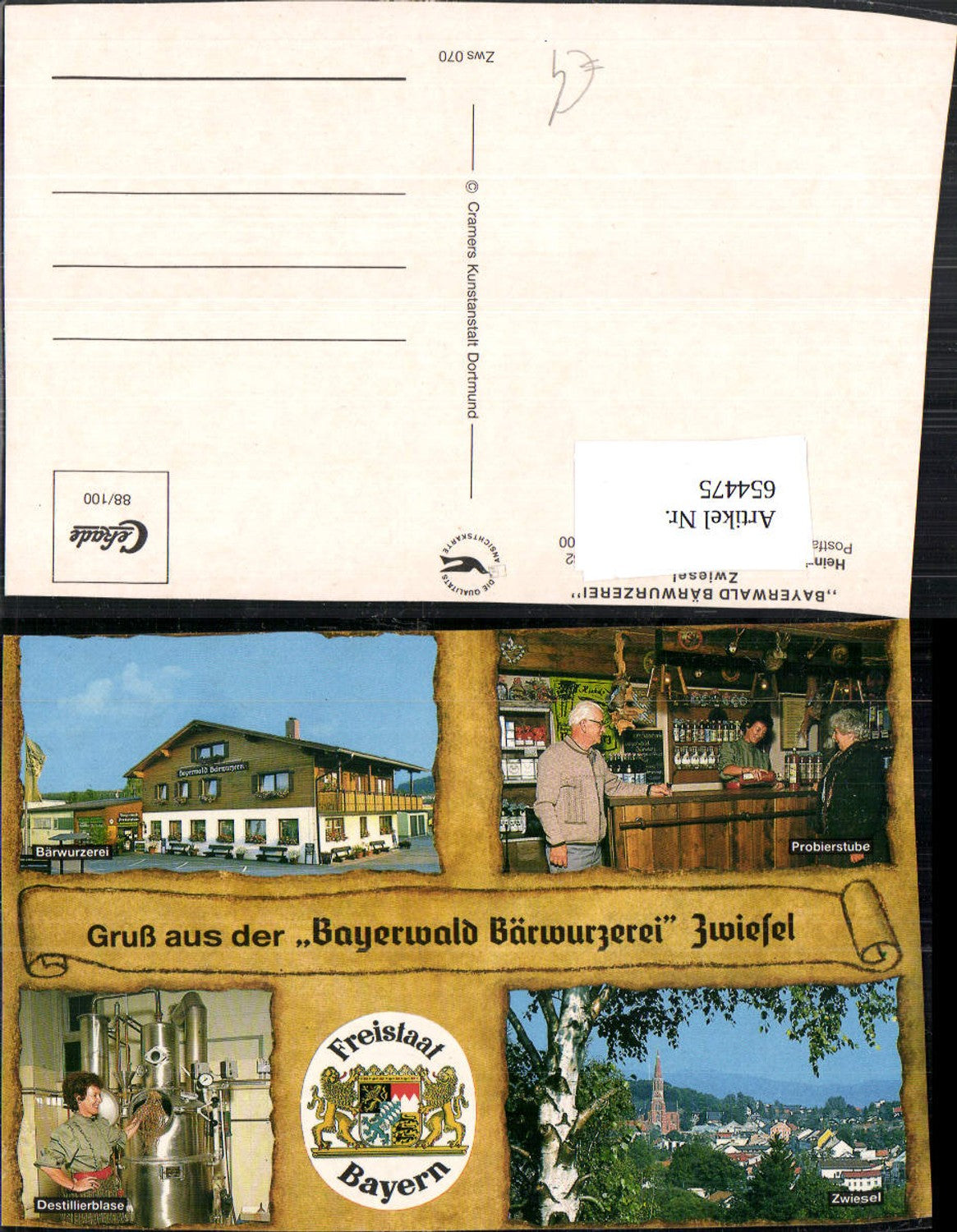 654475,Mehrbild Ak Zwiesel Bayerwald Bärwurzerei Alkohol Schnaps