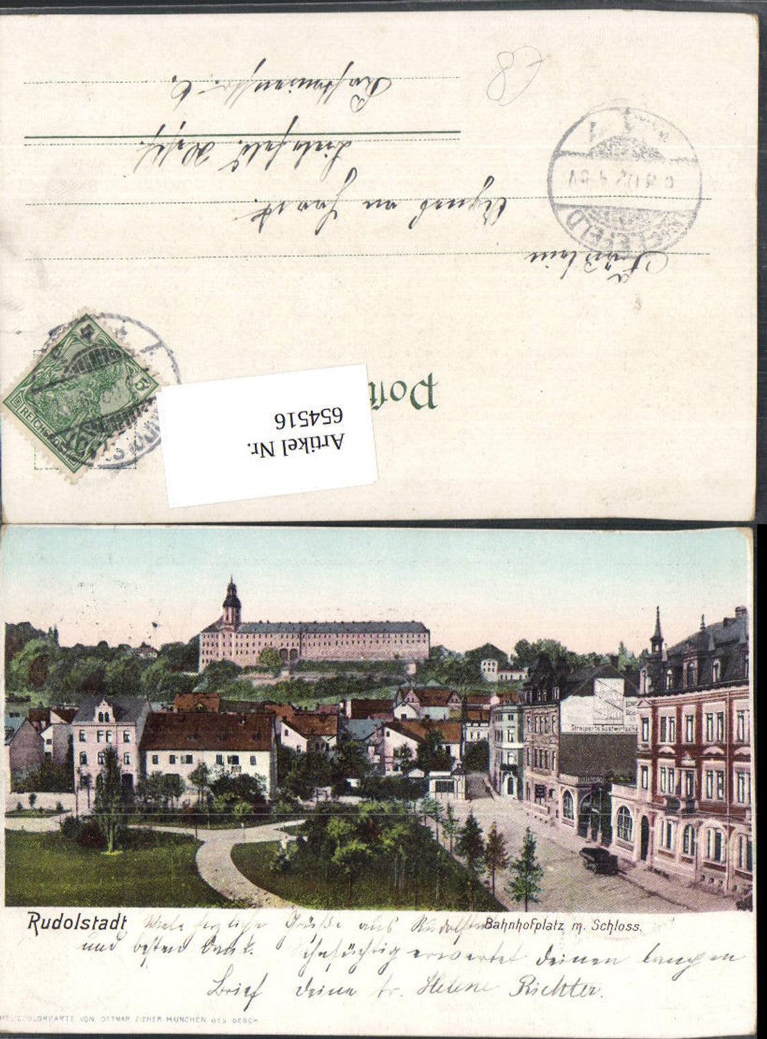 654516,Rudolstadt Bahnhofplatz m. Schloss