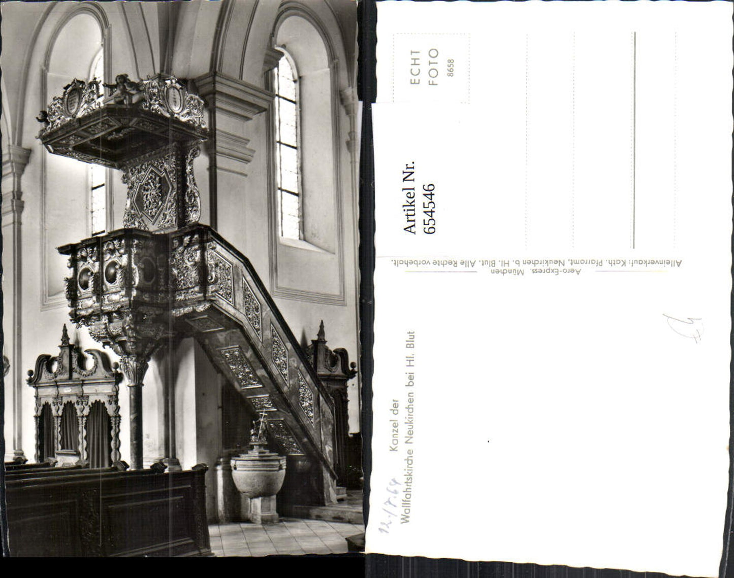 654546,Foto Ak Neukirchen beim Heiligen Blut Wallfahrtskirche Kanzel