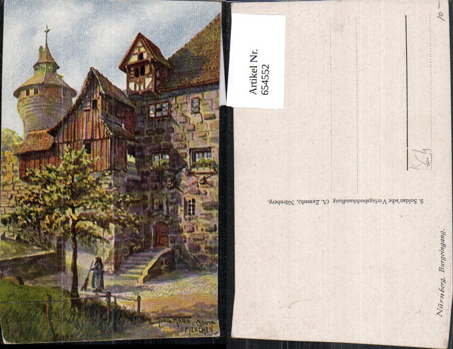 654552, Artist Ak Sollmann Nuremberg Castle Entrance Castle
