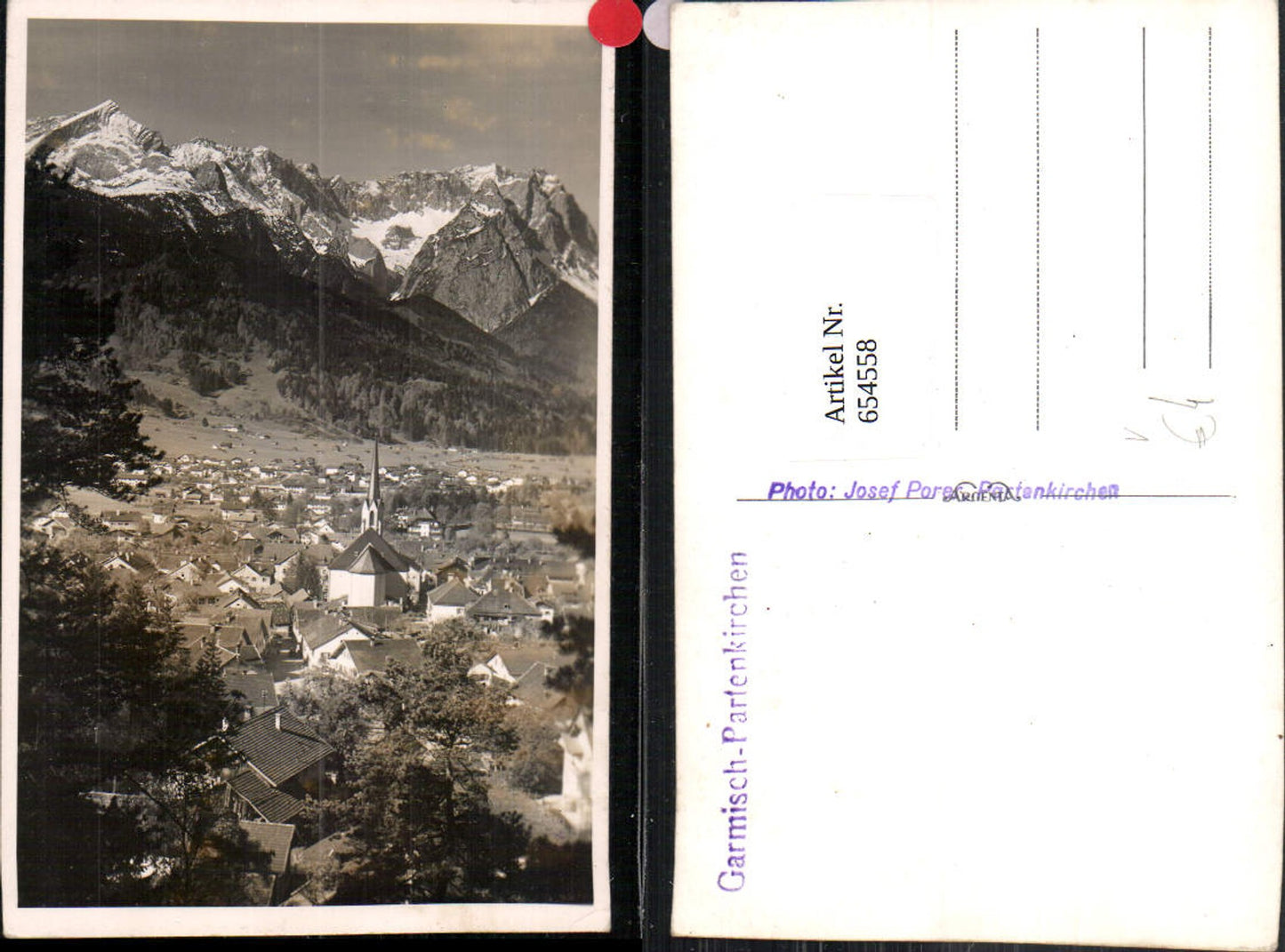 654558,Foto Ak Garmisch-Partenkirchen Ansicht pub Josef Pores