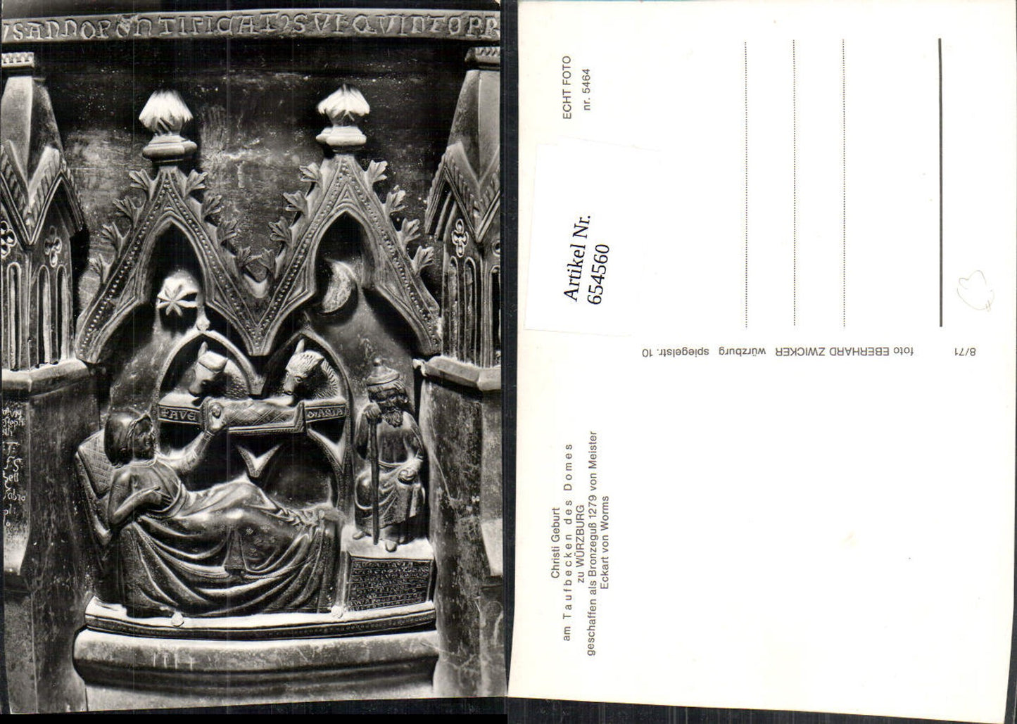 654560, Photo AK Würzburg At the baptismal font Cathedral Detail view of the Nativity