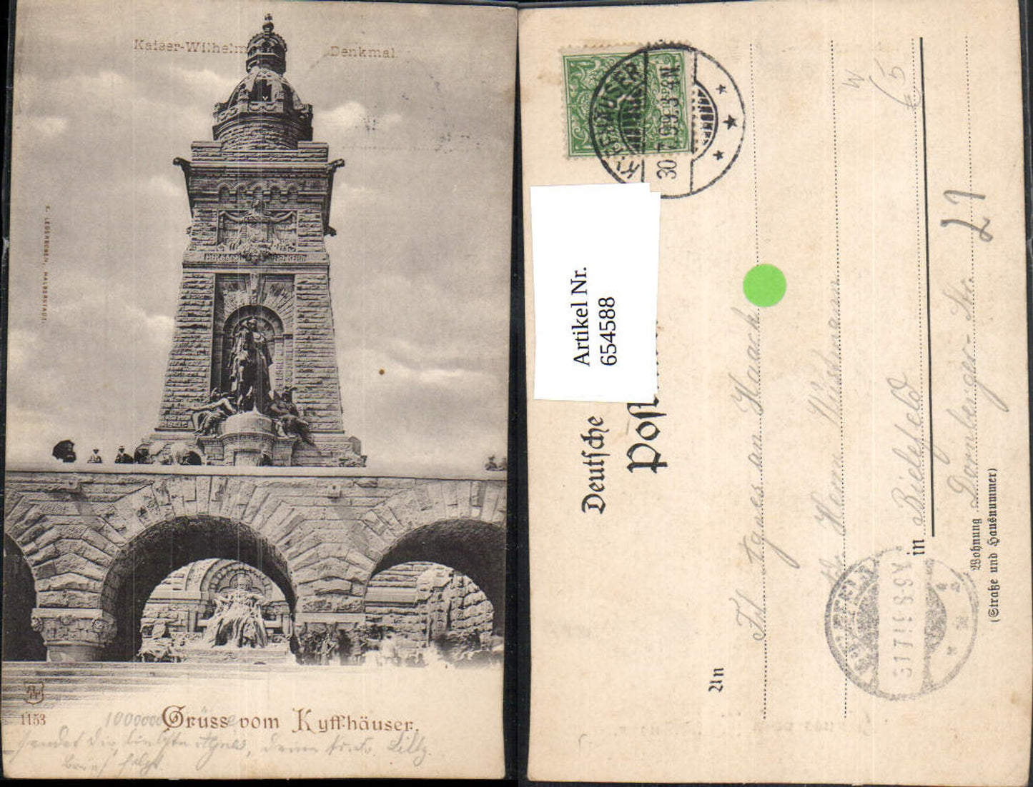 654588,Litho Kyffhäuser Kaiser-Wilhelm-Denkmal Steinthaleben Kyffhäuserland