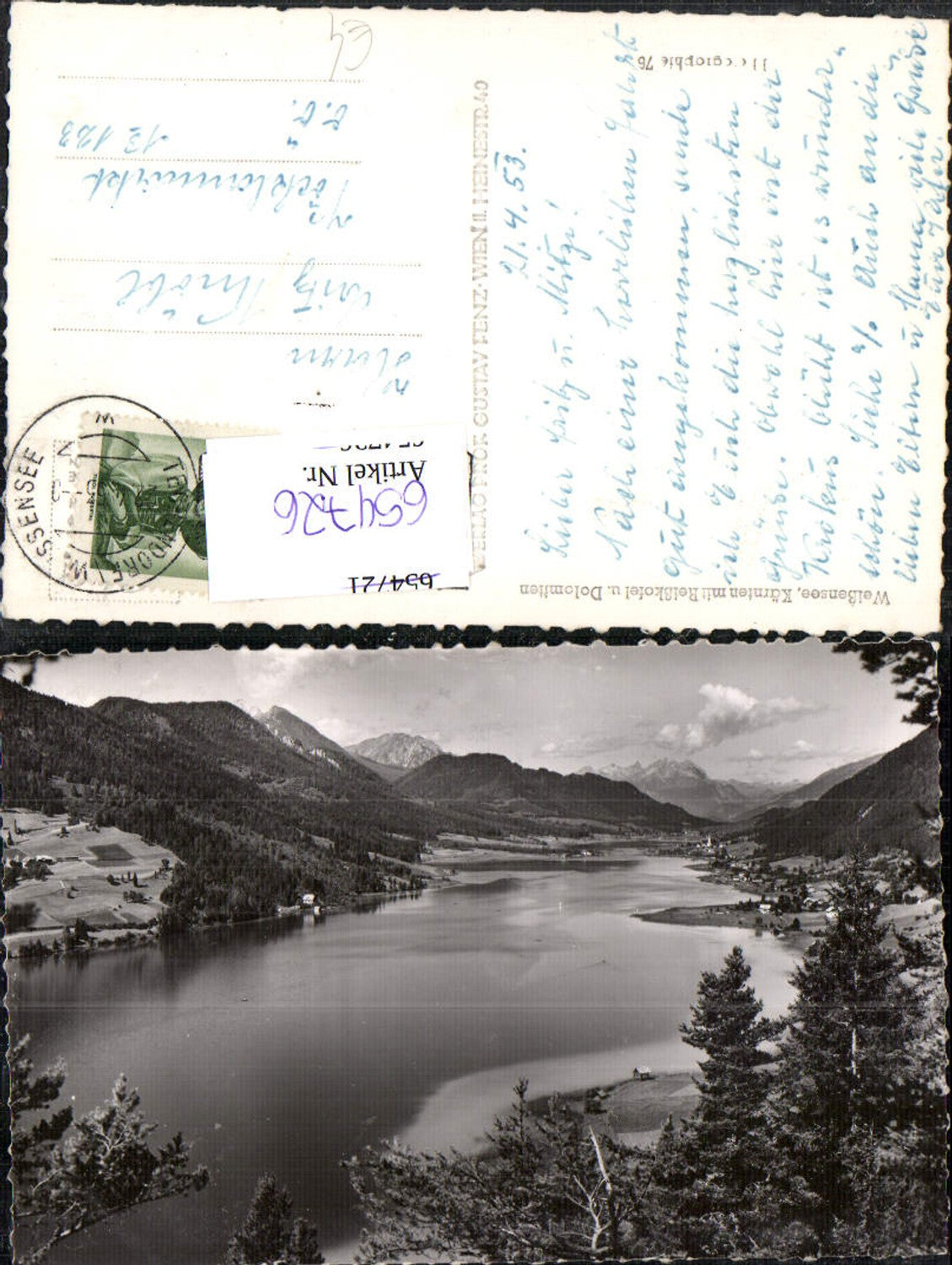 654726,Foto Ak Weißensee Reißkofel u. Dolomiten