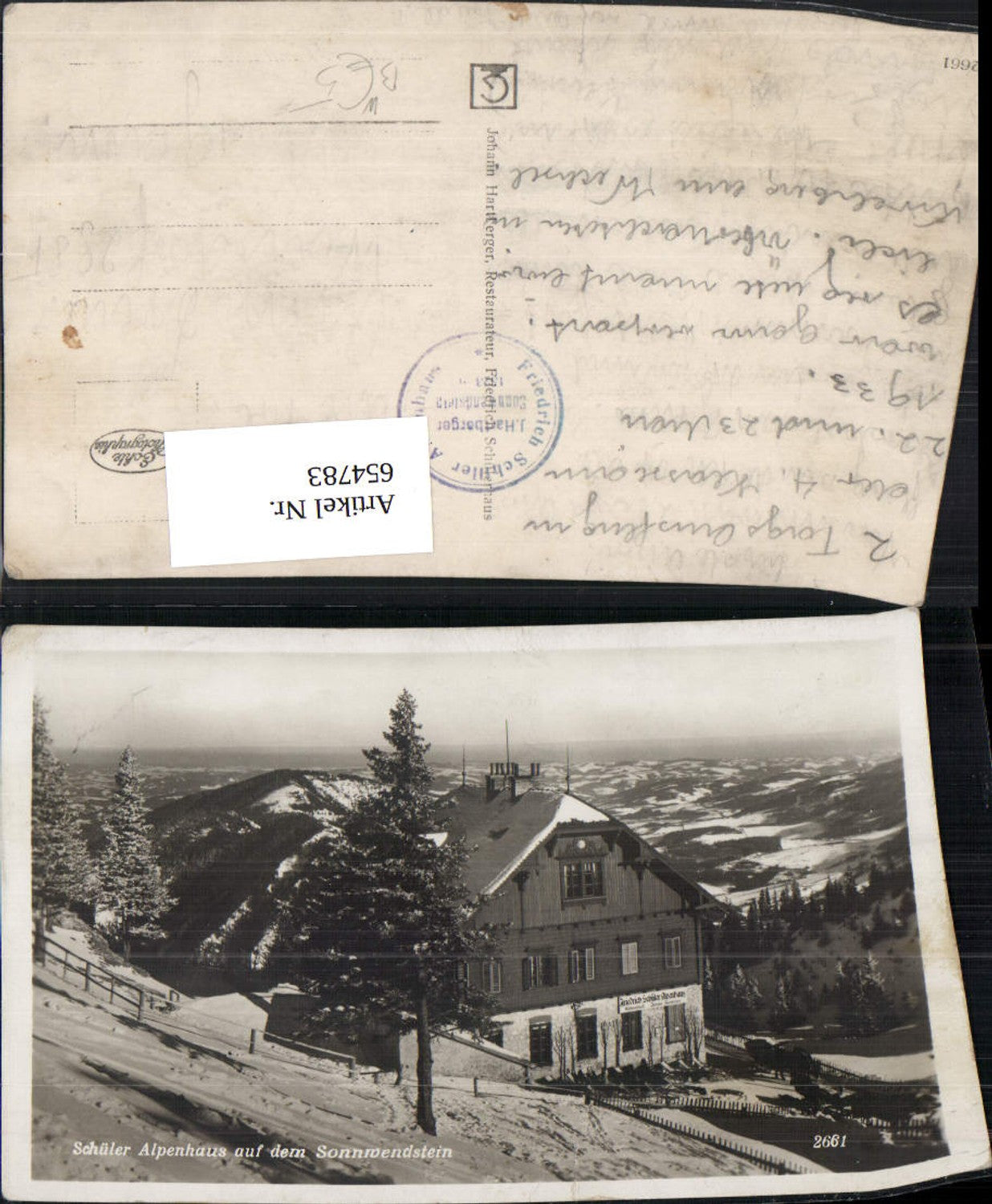 654783,Foto Ak Schüler Alpenhaus a. d. Sonnwendstein Winteransicht Semmering