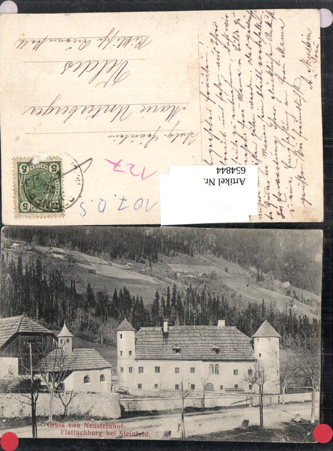 654844,Gruss von Neusteinhof Flattachberg Steinfeld Spittal an der Drau Drautal