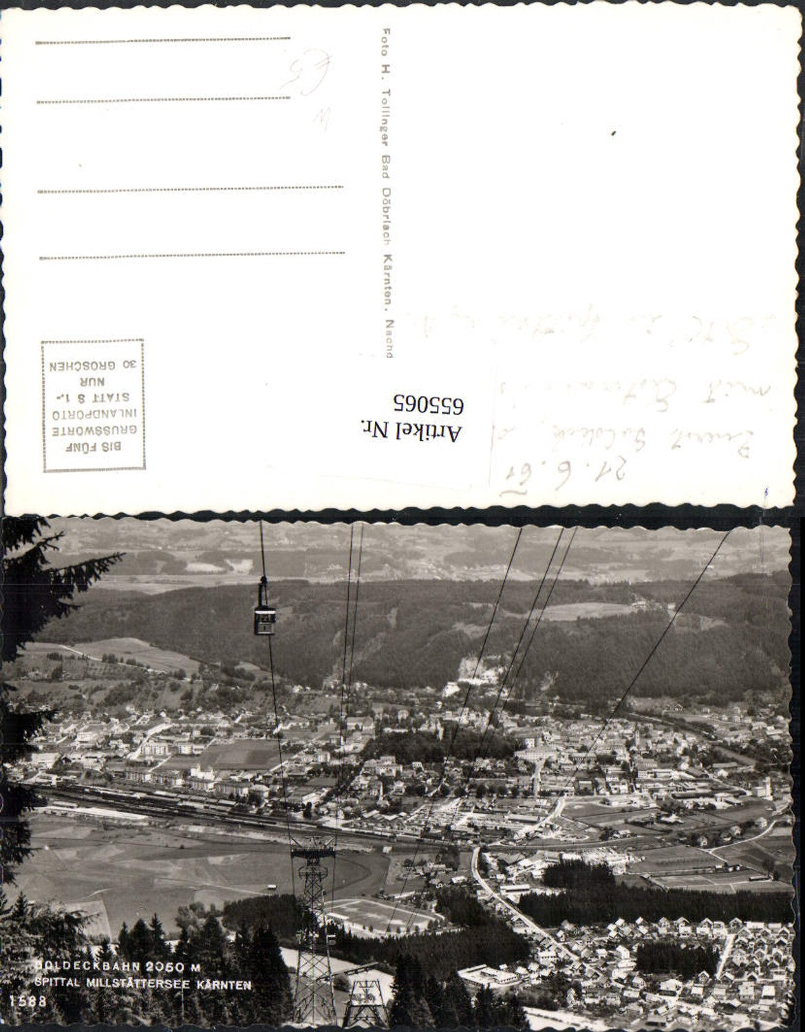 655065,Foto Ak Goldeckbahn Spittal a. d. Drau Millstättersee Seilbahn Gondel