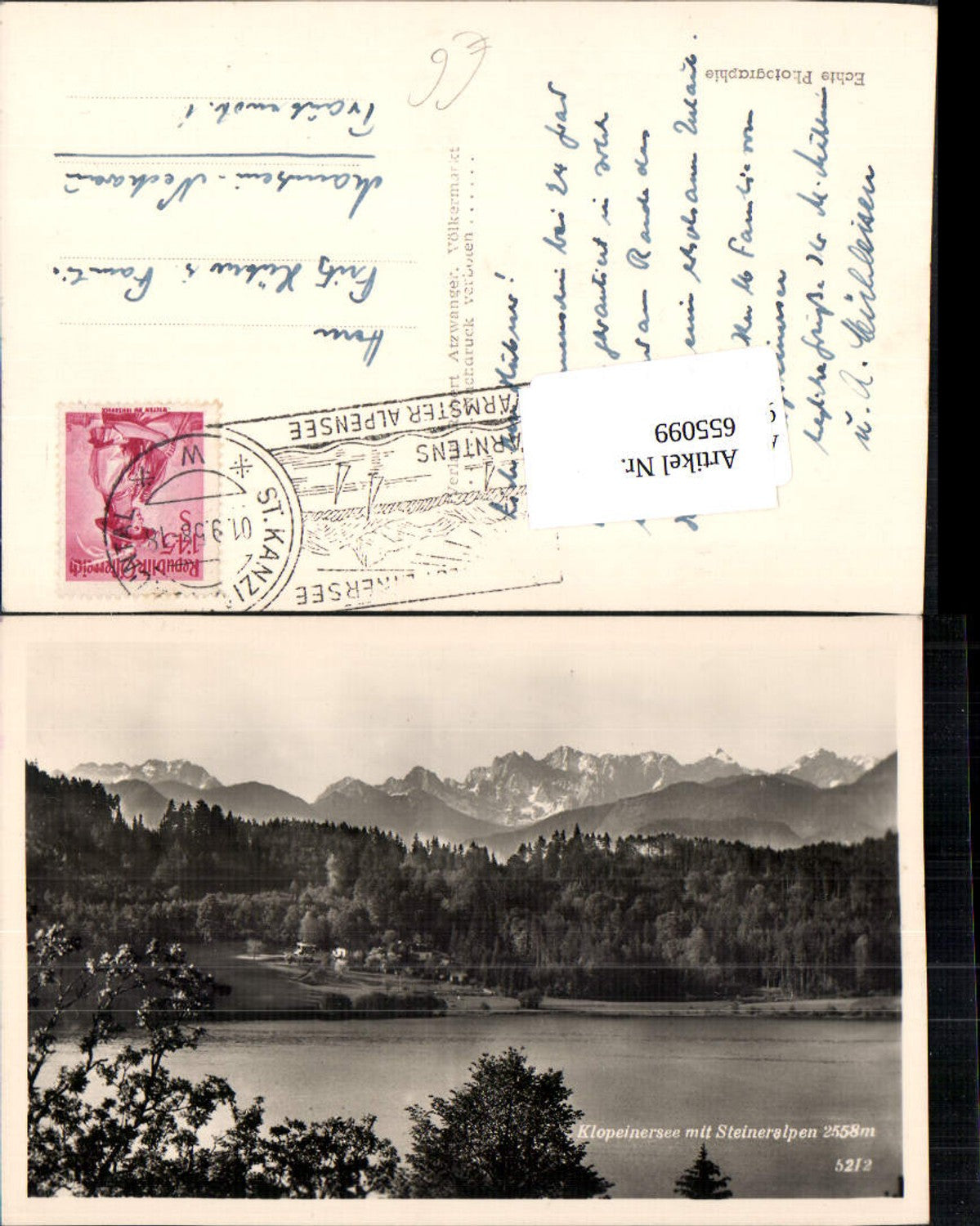 655099,Foto Ak Klopeinersee mit Steineralpen Sankt Kanzian am Klopeiner See