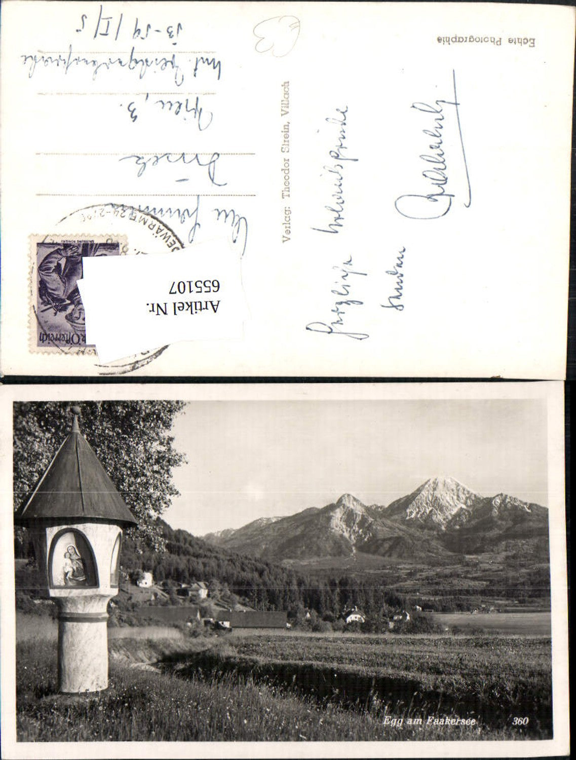 655107,Foto Ak Egg a. Faakersee Marterl Bildstock Drobollach am Faaker See Villach