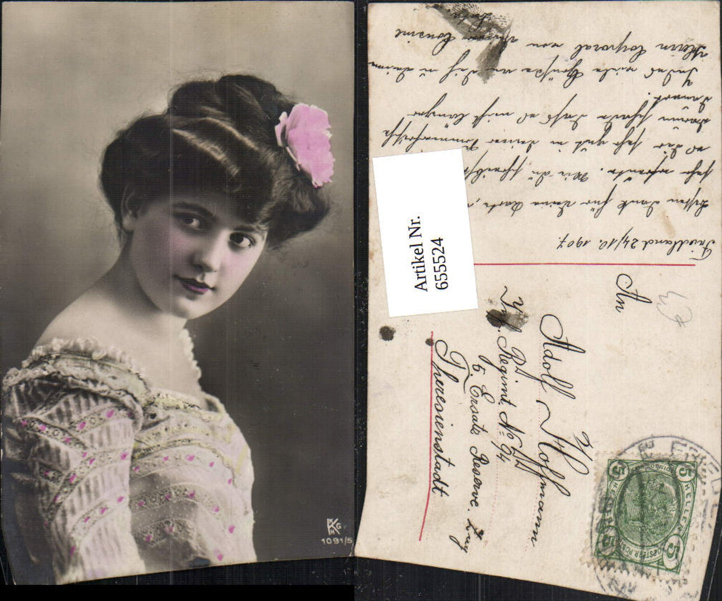 655524,Frau Portrait Blume im Haar