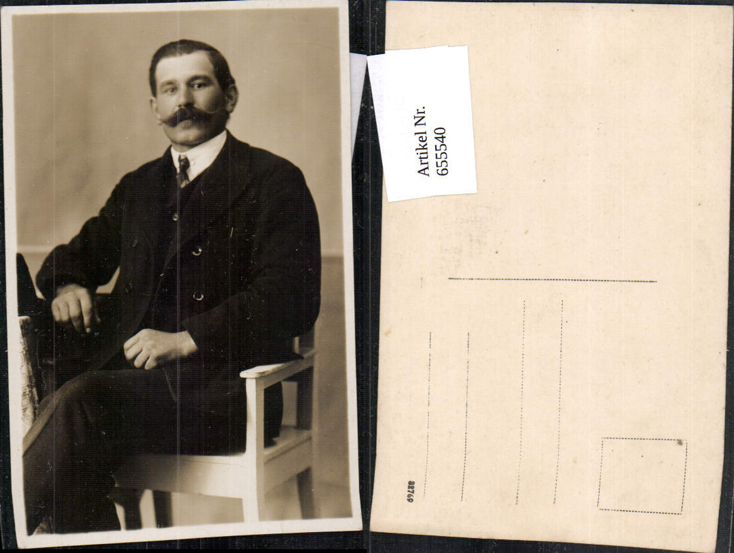 655540,Foto Ak Mann in Anzug Bart Schnauzer Portrait