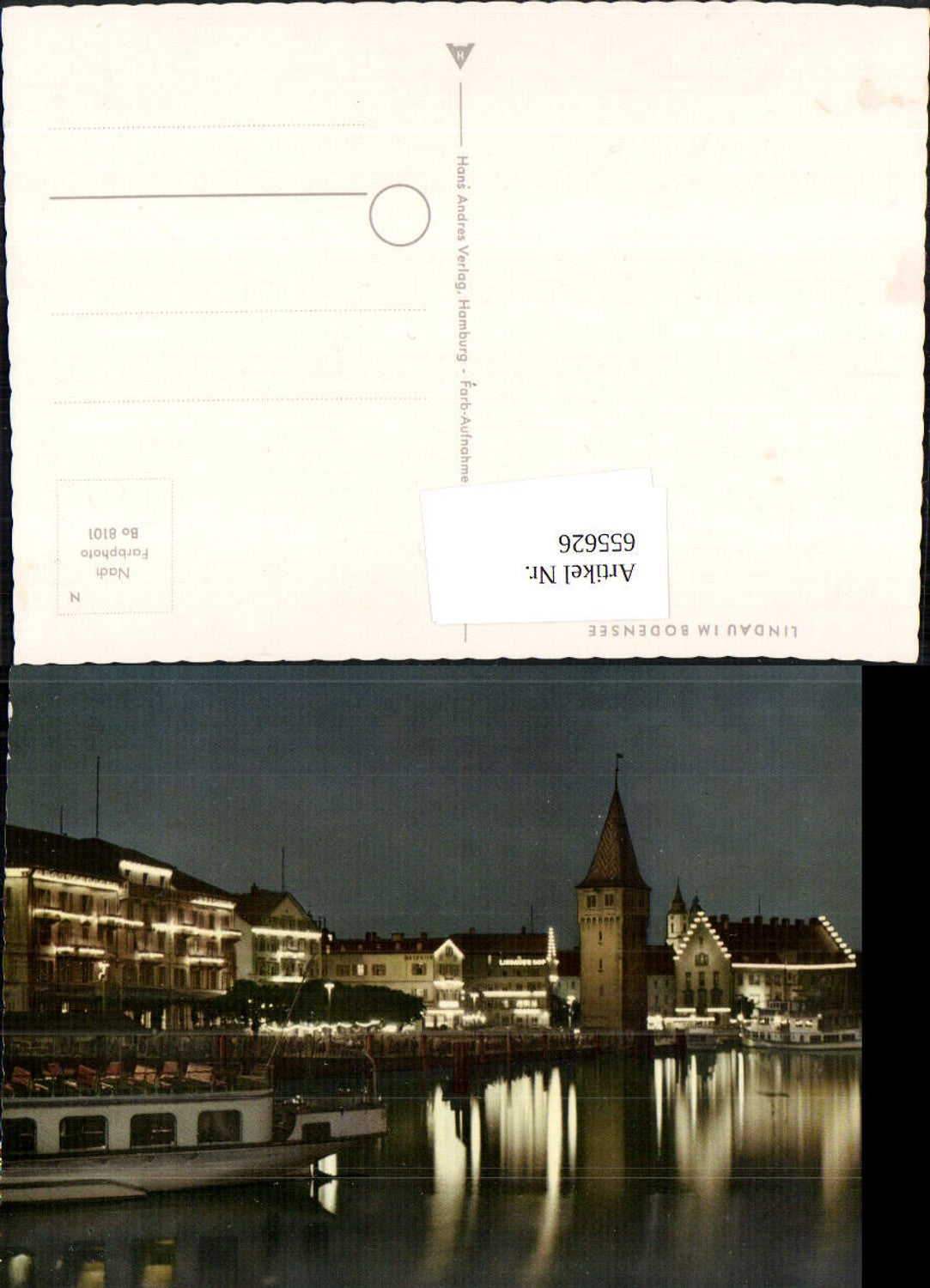 655626,Foto Ak Lindau a. Bodensee b. Nacht Schiff Dampfer