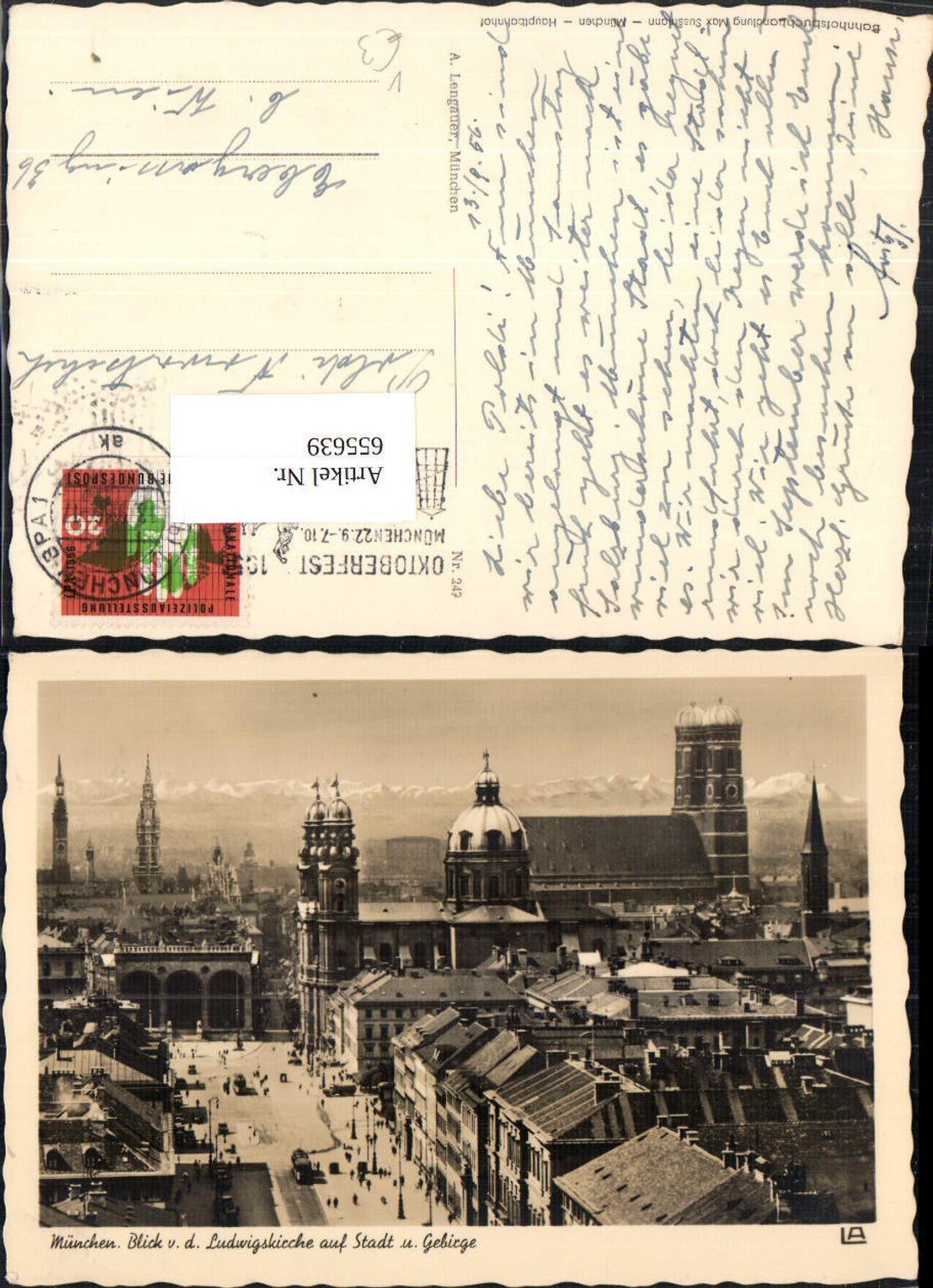 655639,Foto Ak München Blick v. d. Ludwigskirche auf Stadt u. Gebirge pub A. Lengauer