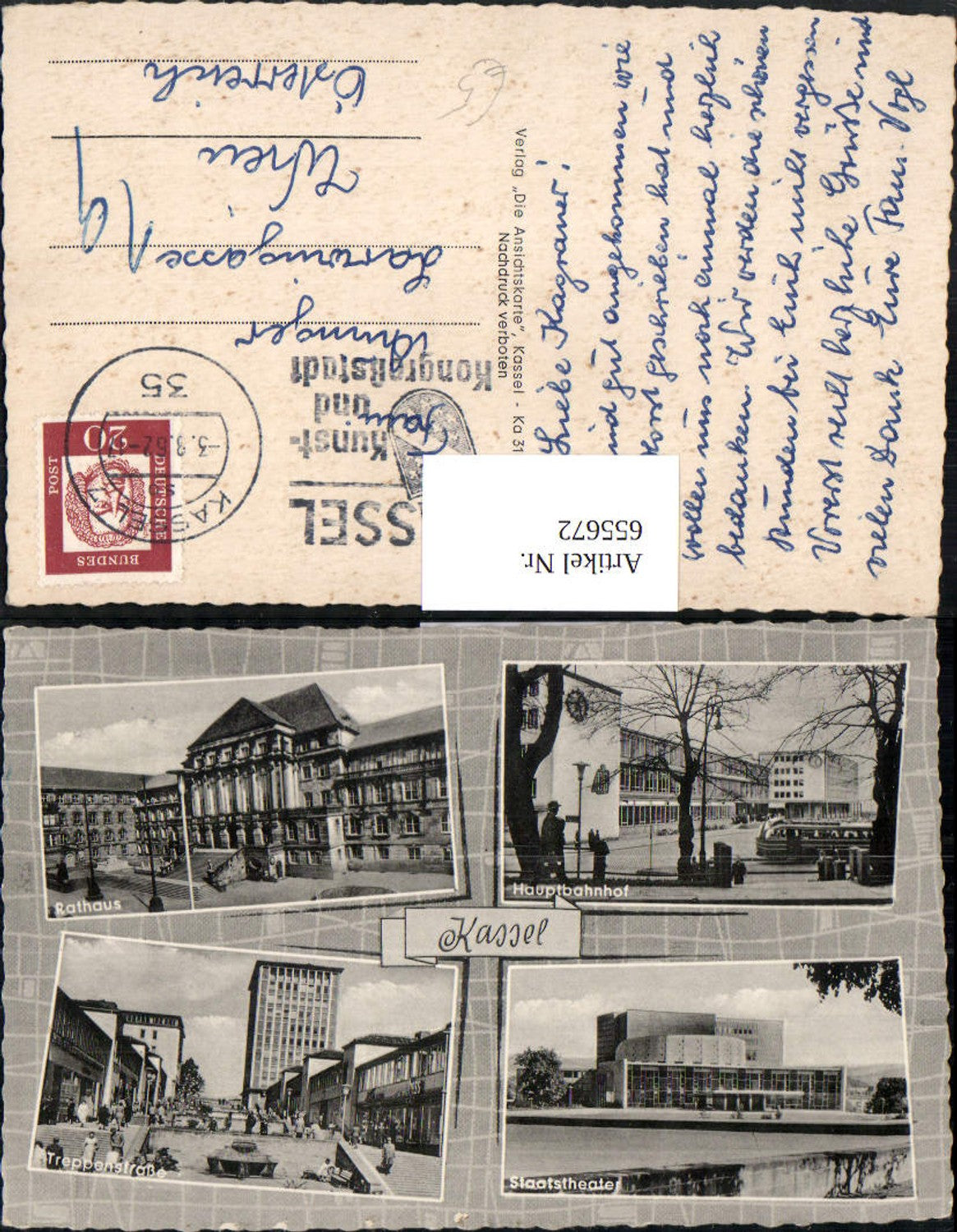 655672,Mehrbild Ak Kassel Hauptbahnhof Rathaus Treppenstraße Staatstheater