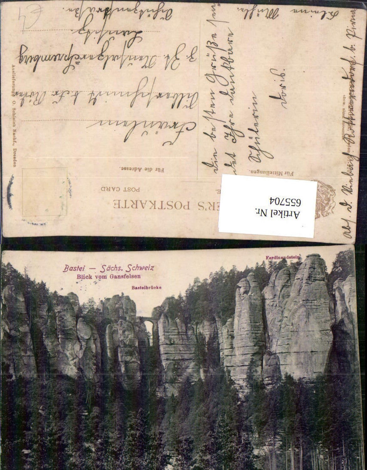 655704,Lohmen Bastei Sächs. Schweiz Blick von Gansfelsen Basteibrücke