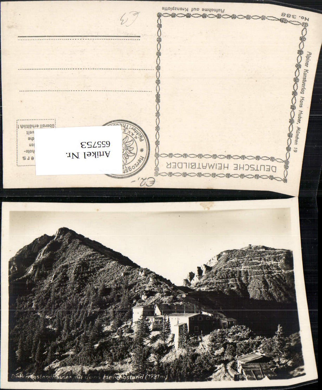 655753,Foto Ak Herzogstandhäuser mit dem Herzogstand Kochel am See