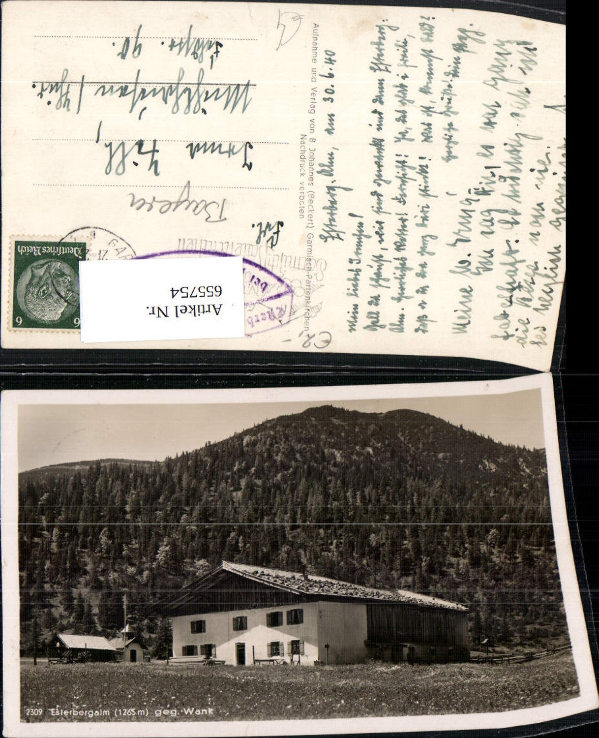 655754,Foto Ak Esterbergalm geg. Wank Garmisch-Partenkirchen