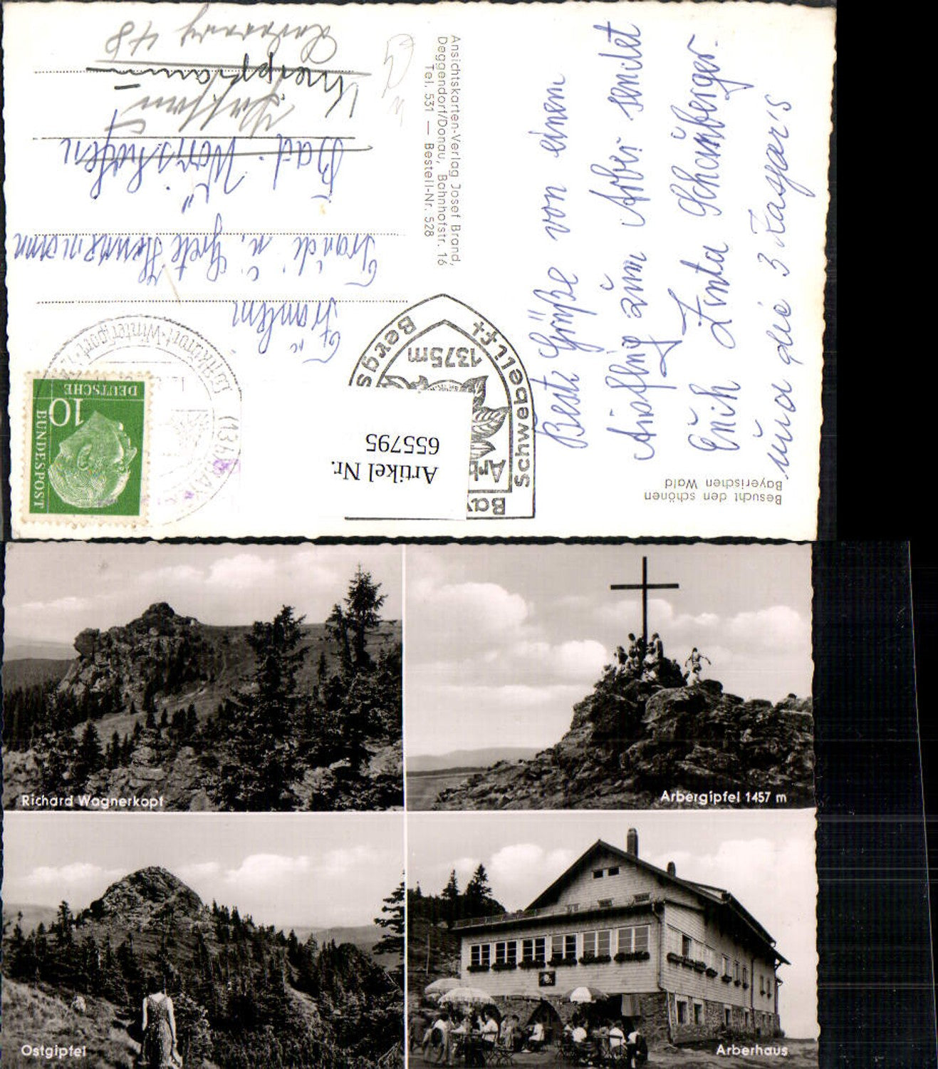 655795,Mehrbild Ak Bayerisch Eisenstein Arberhaus Arbergipfel Ostgipfel Gipfelkreuz