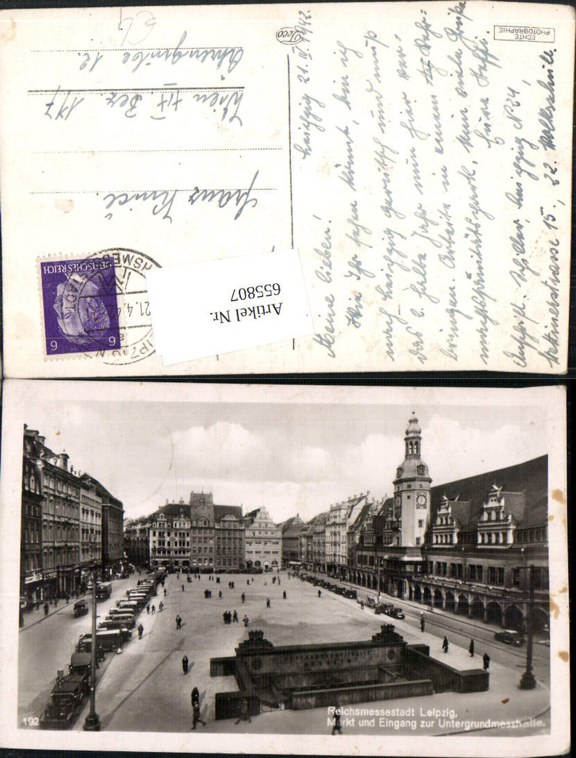 655807,Foto Ak Leipzig Markt u. Eingang z. Untergrundmessehalle