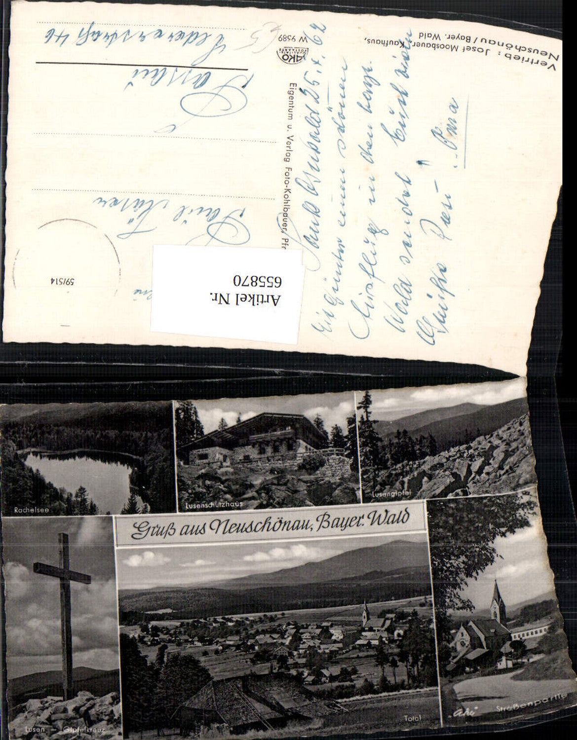 655870,Mehrbild Ak Neuschönau Bayer. Wald Lusen-Gipfelkreuz Rachelsee