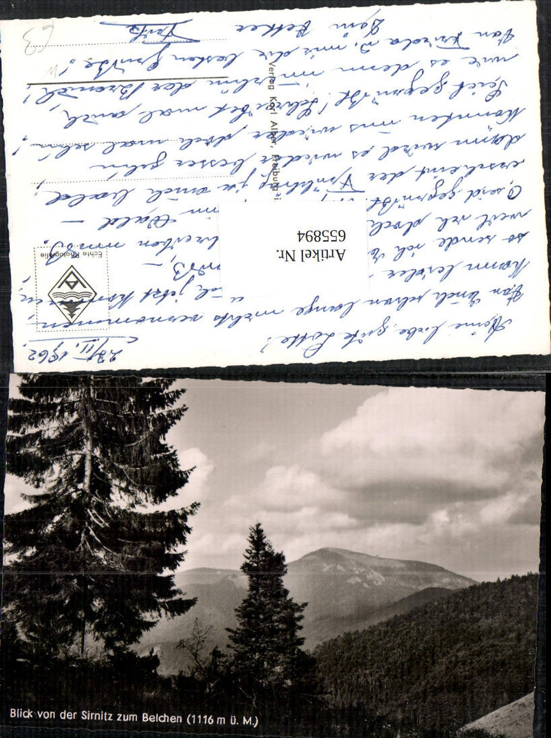 655894,Foto Ak Badenweiler Blick v. d. Sirnitz zum Belchen