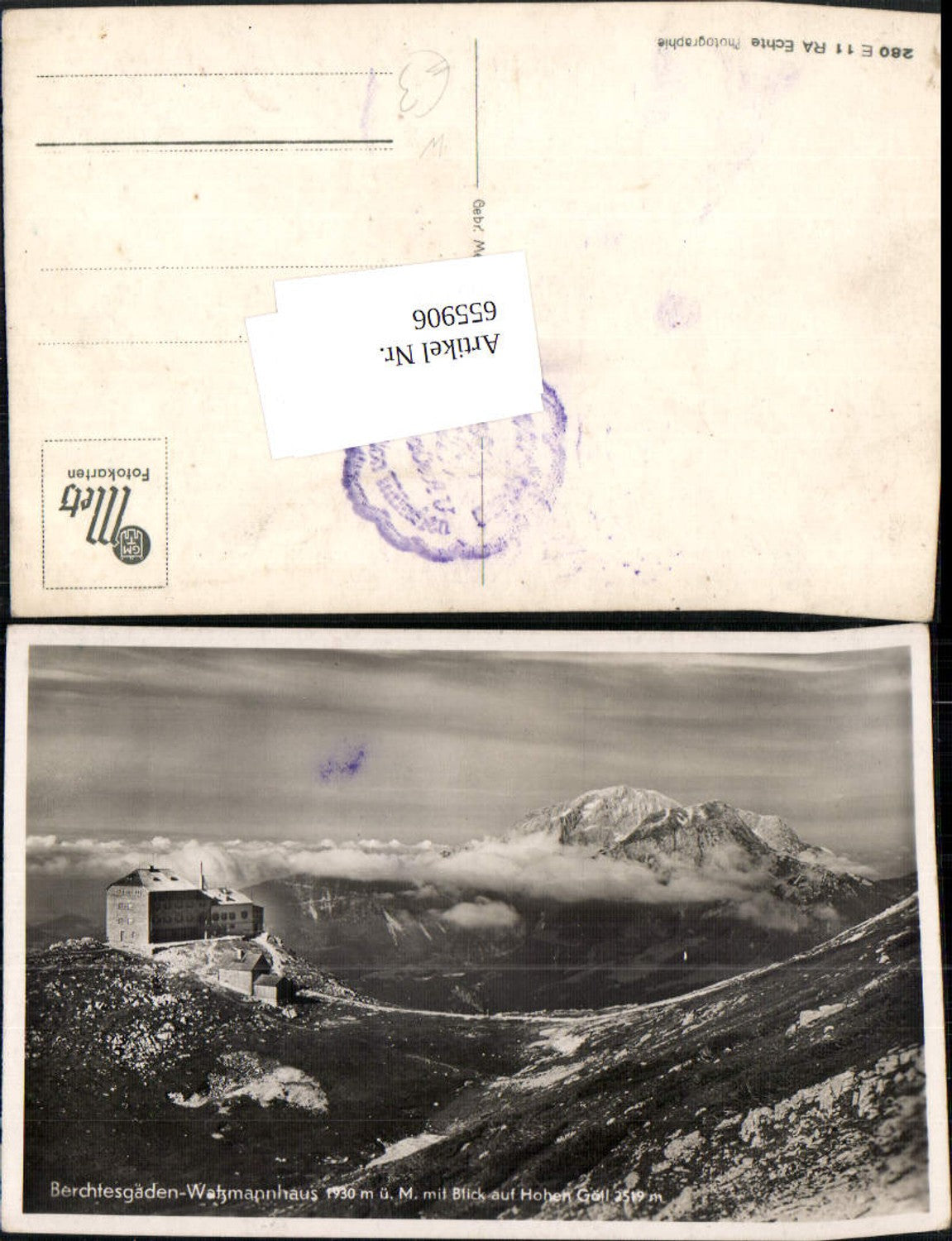 655906,Foto Ak Berchtesgaden Watzmannhaus mit Blick auf Hohen Göll