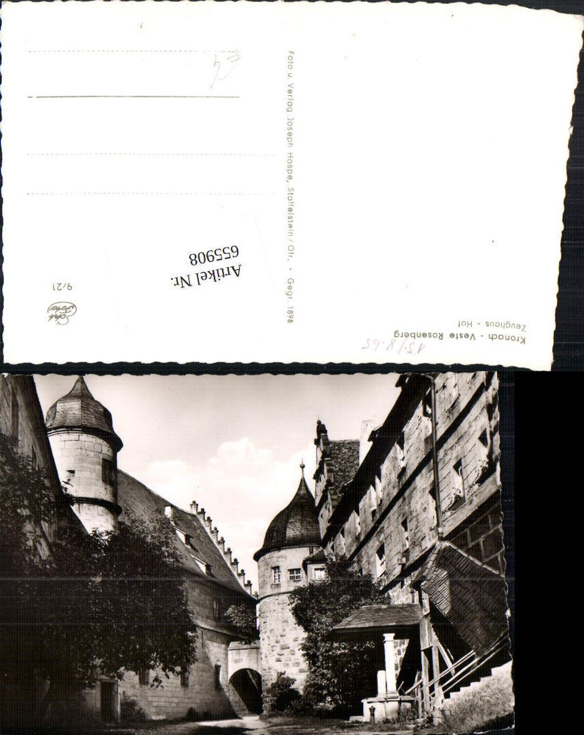 655908,Foto Ak Kronach Oberfranken Veste Rosenberg Zeughaus Hof