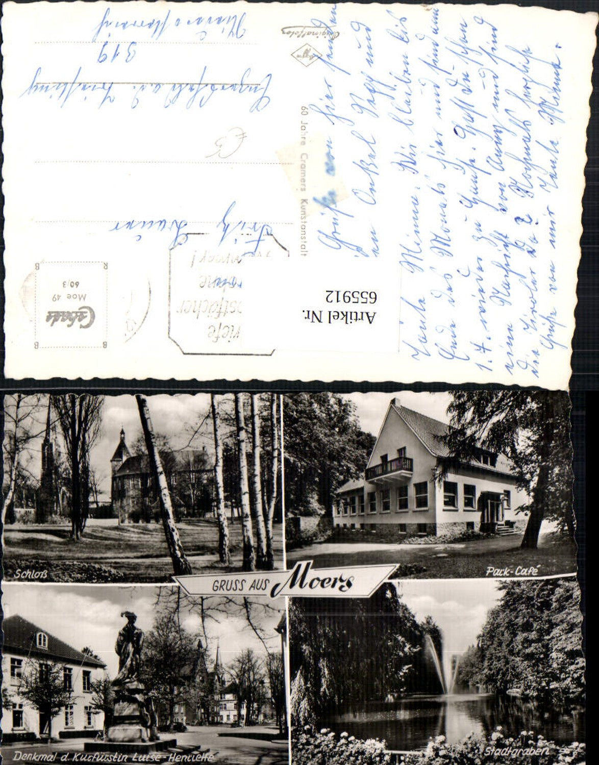 655912,Mehrbild Ak Moers Schloss Park-Cafe Stadtgraben