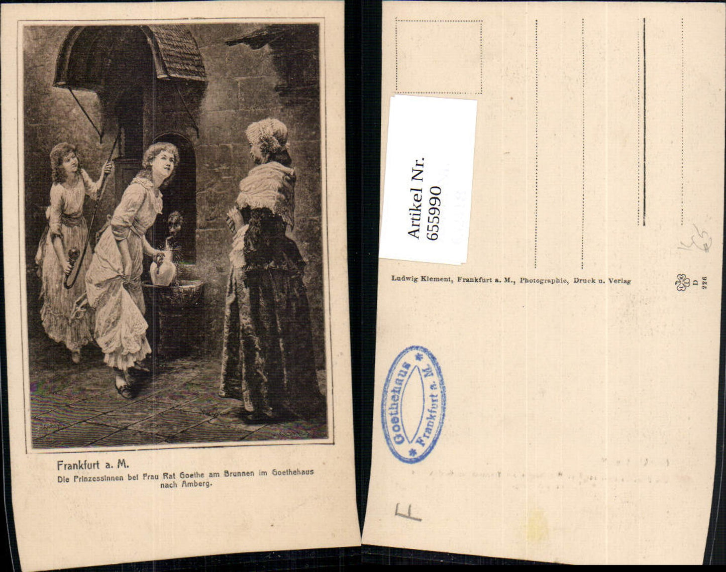 655990,Künstler Ak Frankfurt a. Main Prinzessinen b. Frau Rat Goethe am Brunnen
