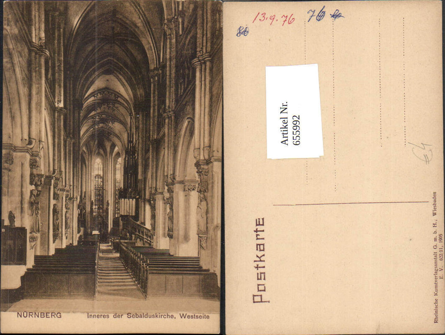 655992,Nürnberg Inneres der Sebalduskirche Westseite Kirche