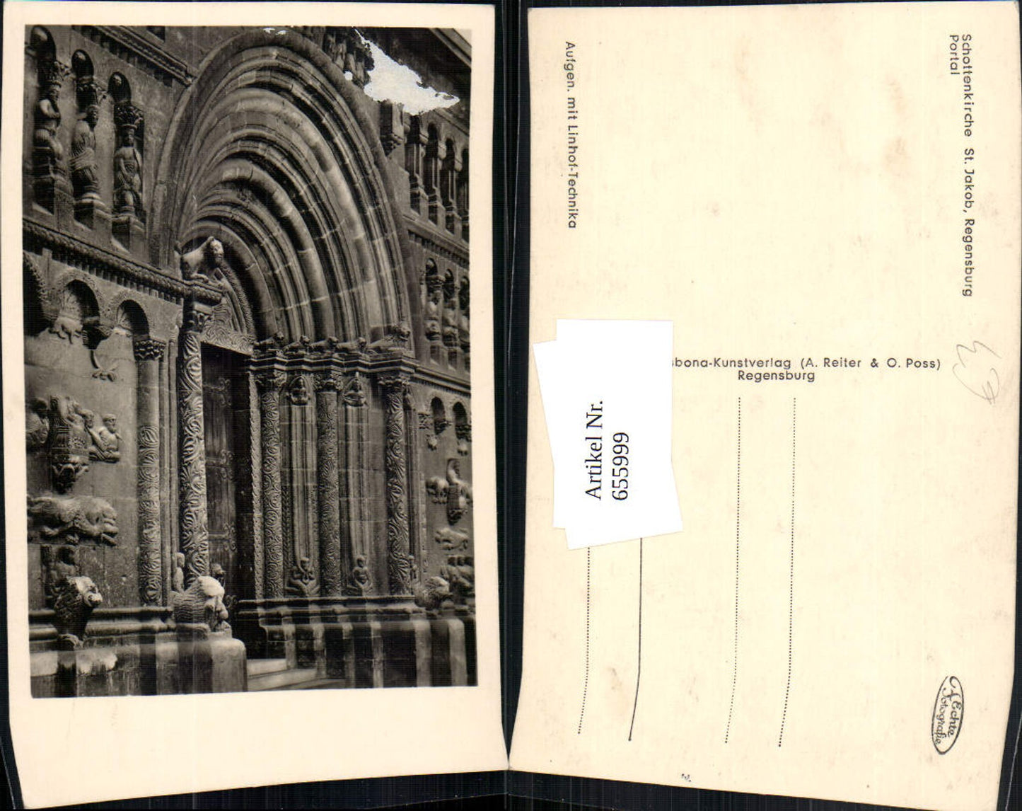 655999,Foto Ak Regensburg Schottenkirche St Jakob Portal