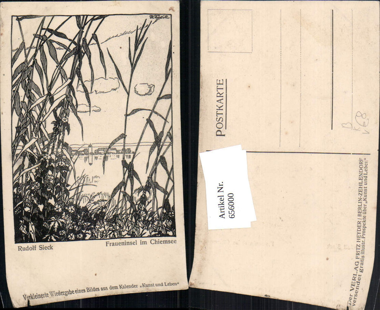 656000,Künstler Ak Rudolf Sieck Fraueninsel im Chiemsee pub Fritz Heyder