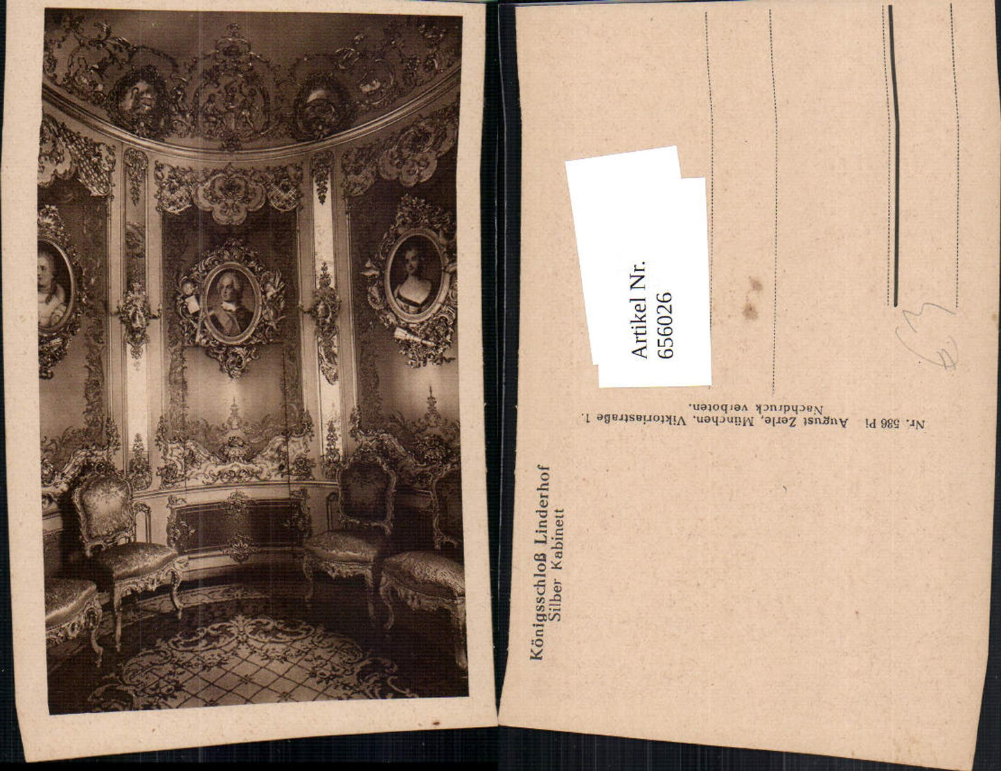 656026,Ettal Königsschloss Linderhof Silber Kabinett Interieur