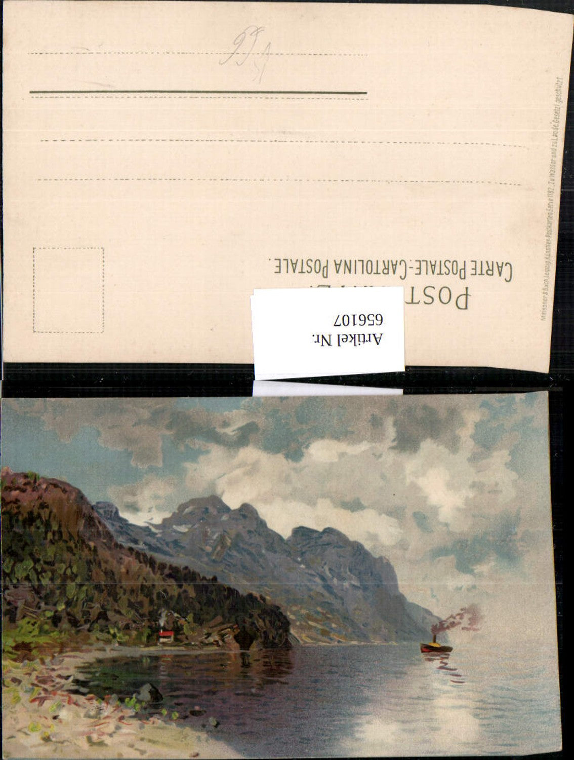 656107,Künstler Ak Schiff Dampfer auf See Landschaft Bergkulisse pub Meissner Buch 1182
