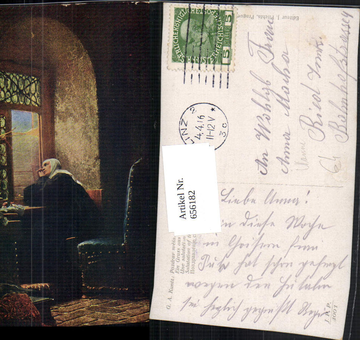 656182,Künstler Ak G. A. Kuntz Pozdrav sveta Ein Gruss aus der Welt Nonne
