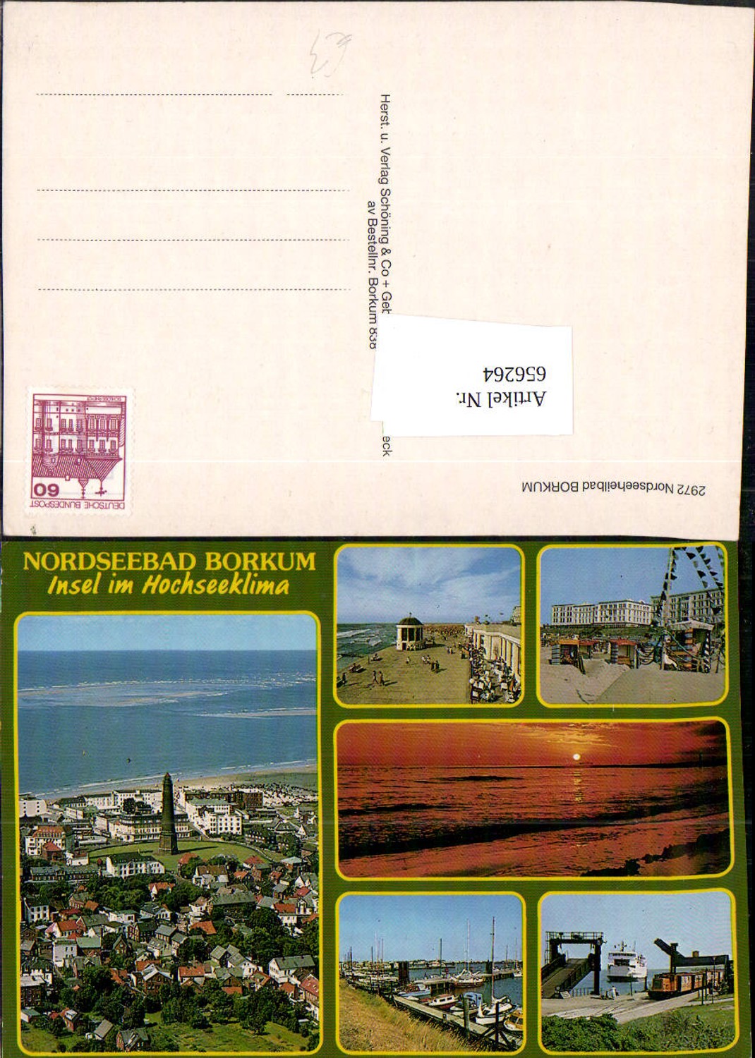 656264, Multi-image Ak North Sea resort Borkum beach lighthouse harbor ships ferry