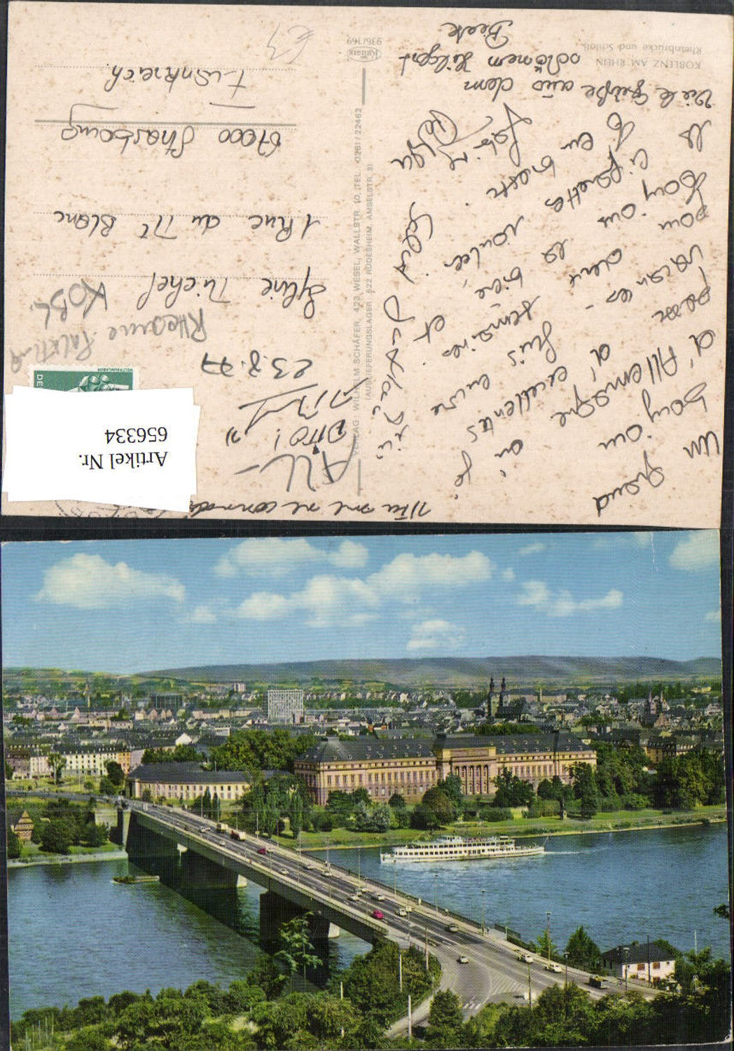 656334,Koblenz a. Rhein Rheinbrücke u. Schloss