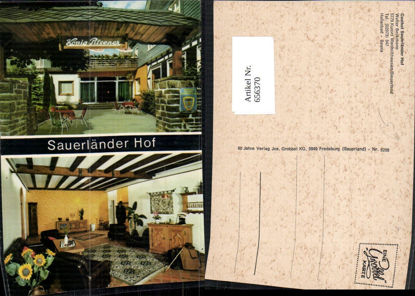 656370,Eslohe Wenholthausen Sauerland Gasthof Sauerländer Hof Reklame König-Pilsner