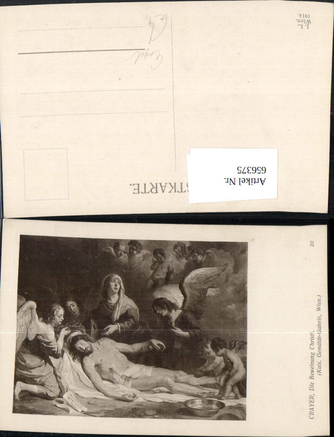 656375,Künstler Ak Crayer Die Beweinung Christi Jesus Engel Religion