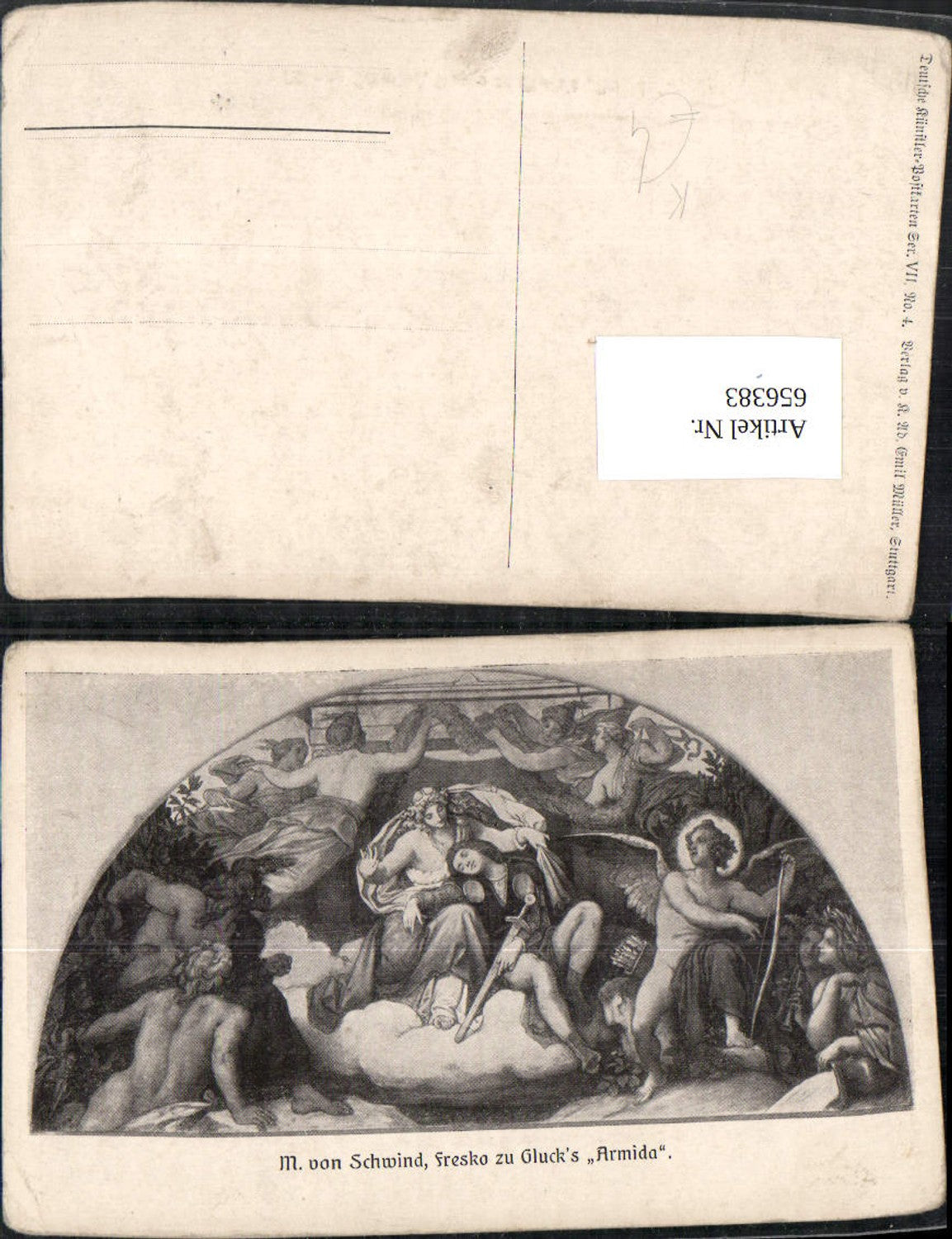 656383,Künstler Ak M. von Schwind Fresko zu Glucks Armida Engel