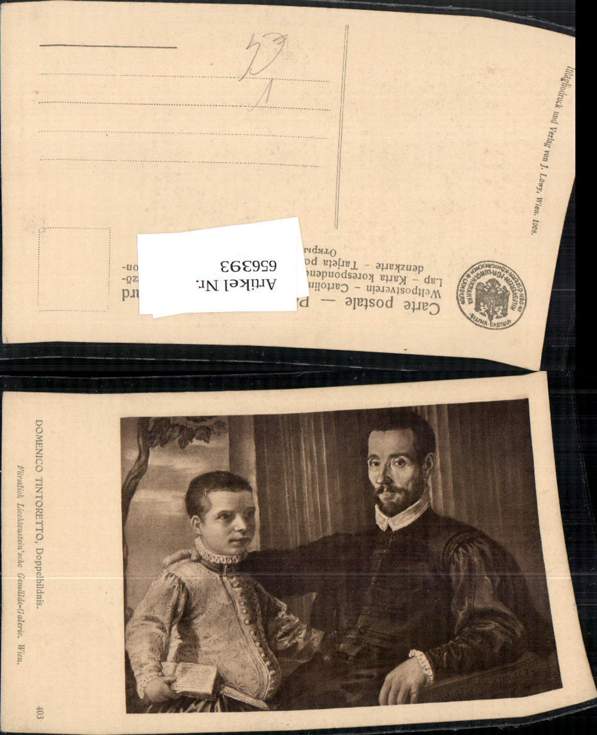 656393,Künstler Ak Domenico Tintoretto Doppelbildnis Lesen pub J. Löwy 403