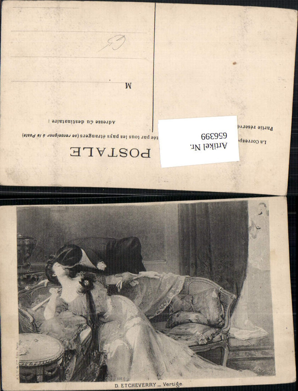 656399,Künstler Ak D. Etcheverry Vertige Paar Kuss Liebe