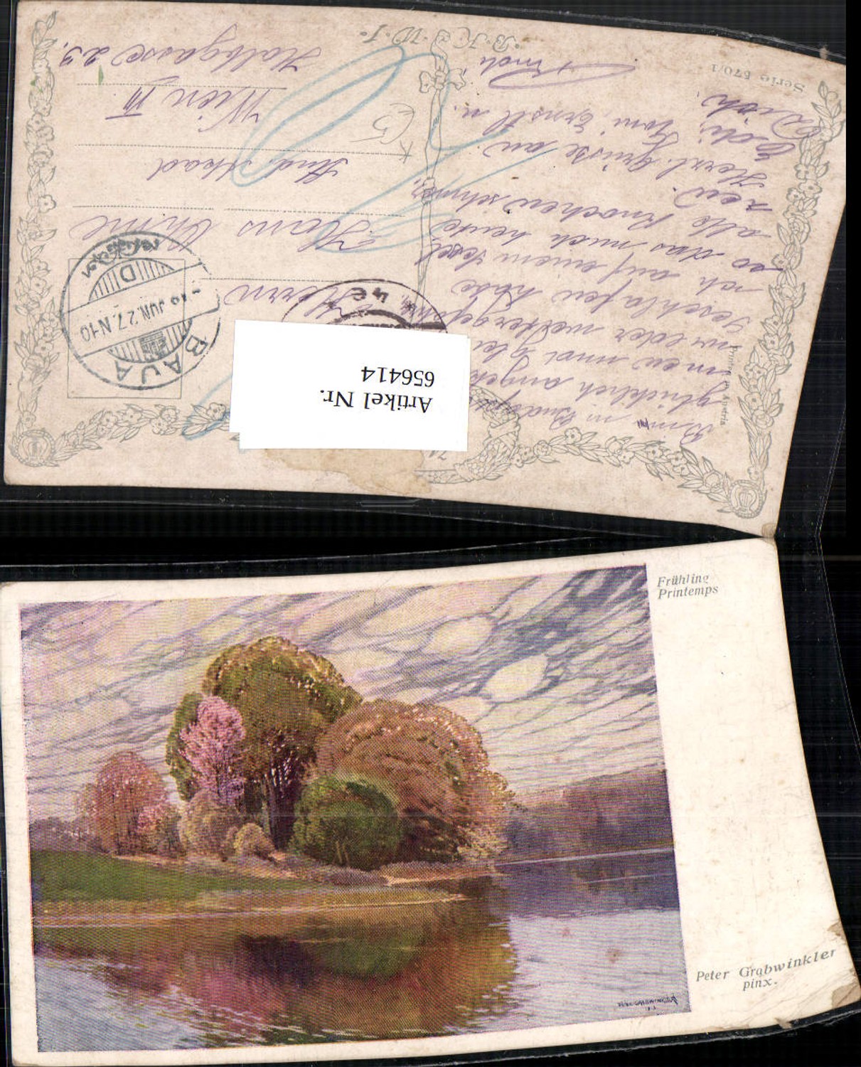 656414,Künstler Ak Peter Grabwinkler Frühling Printemps Landschaft